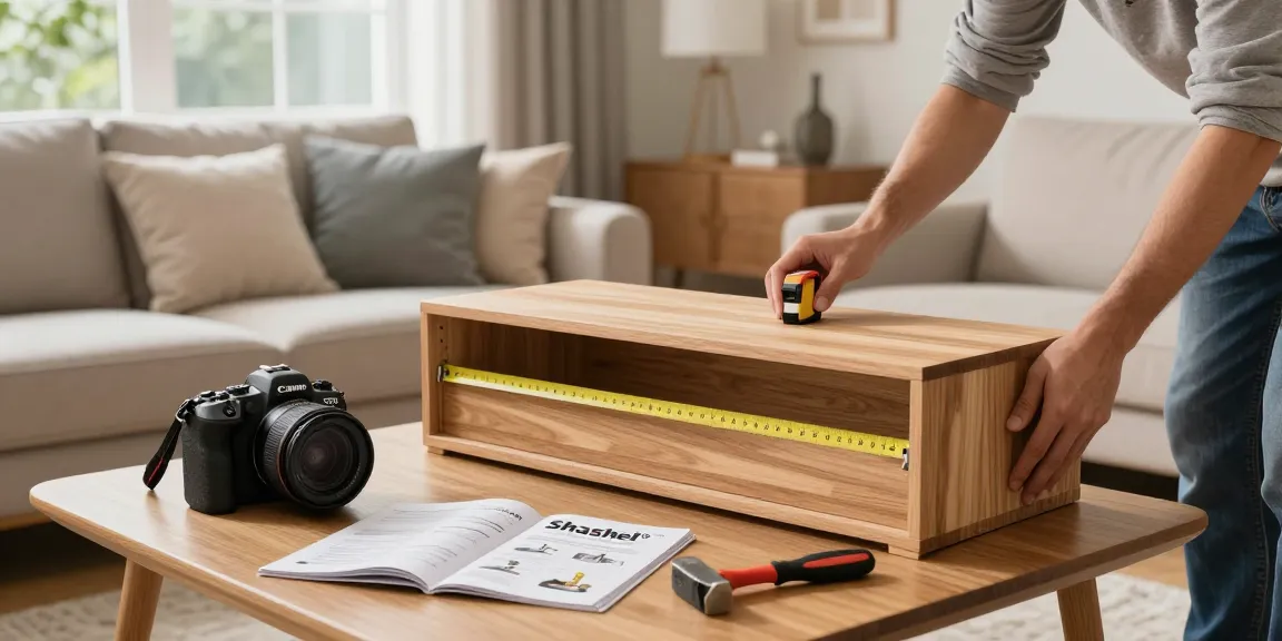 Traitement sans produits chimiques avec Shashel®, vérification de meubles en bois dans un salon moderne.